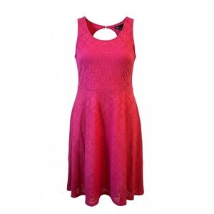 Lane Bryant Bright Pink Lace Sleeveless Dress with Cutout Back – Size 16